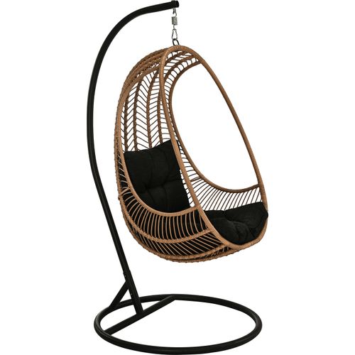 Dehner Hängesessel Venezia, ca. 197 x 82.5 x 101.5 cm, Stahl/Polyester, schwarz/beige