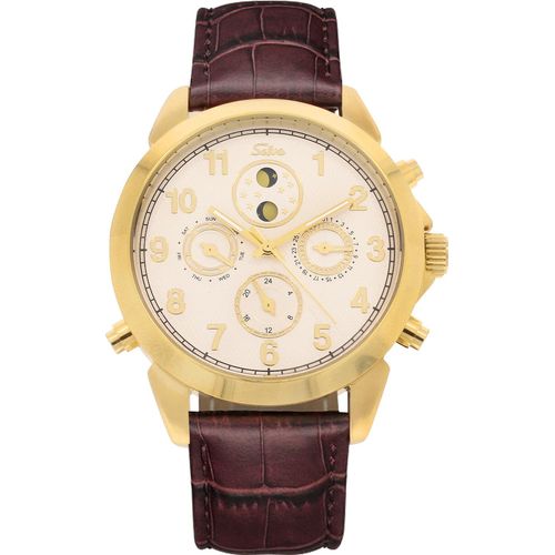 SELVA Herren-Armbanduhr ‚Santos‘ – SONNE/MOND-Phase – Automatik – Vergoldet – Geliefert in SELVA-Geschenkbox