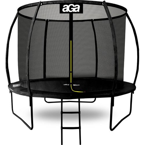 Aga SPORT EXCLUSIVE Trampolin, Kindertrampolin, Gartentrampolin mit Sicherheitsnetz 250 cm Schwarz + Schutznetz + Leiter