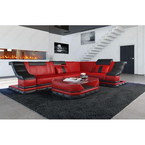 Ecksofa Bianchi Mini Ledersofa Kunst-Echtleder Mix