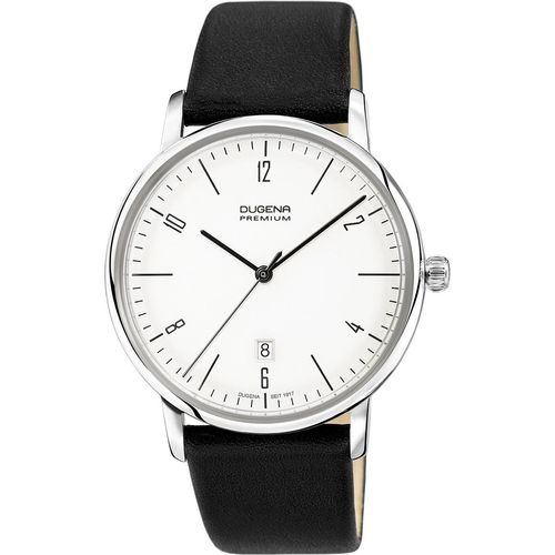 Dugena 7000238 Herren-Armbanduhr, Edelstahl-Gehäuse, Leder-Armband