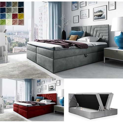 Boxspringbett 160x200 mit 2 Bettkasten BENN 4 Polsterbett mit Matratze und Topper mit Farbauswahl