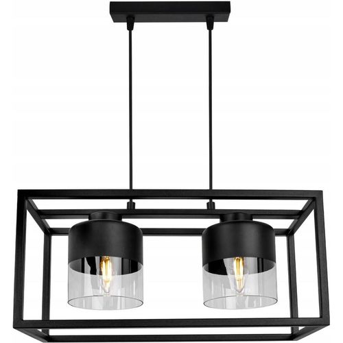 Roma Cage Hängelampe - Deckenlampe für Wohnzimmer Schlafzimmer und Esszimmer- Pendelleuchte aus Metall und Glas - E27 - 2-Flammig