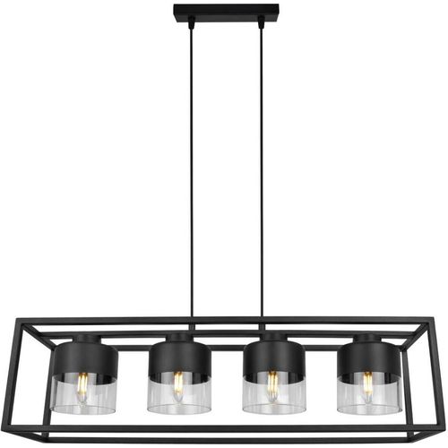 Roma Cage Hängelampe - Deckenlampe für Wohnzimmer Schlafzimmer und Esszimmer- Pendelleuchte aus Metall und Glas - E27 - 4-Flammig