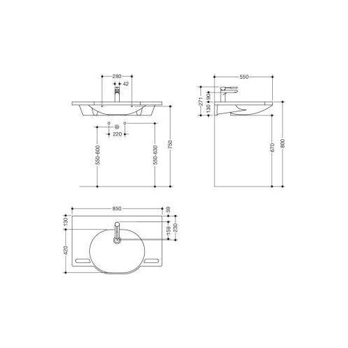 HEWI 950.19.015 90 Produktset WT u. Armatur,