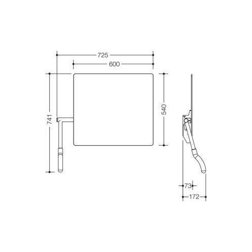 HEWI 802.01.100L 90 Kippspiegel, Hebel links,