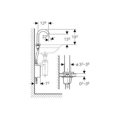 Geberit Piave - Elektronische Thermostat-Waschtischarmatur, Akku-Stromversorgung, chrom 116.168.21.1