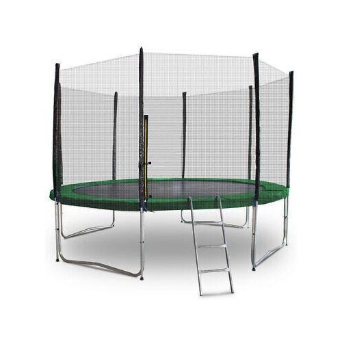 Trampolin-King 305cm Trampolin mit Sicherheitsnetz, Randabdeckung, Leiter, Dunkelgrün, MS-17127