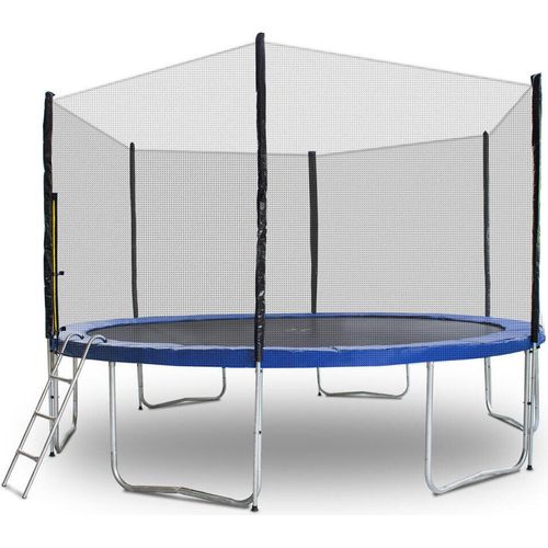 Trampolin-King 430cm Trampolin mit Sicherheitsnetz, Randabdeckung, Leiter, Blau MS-16531