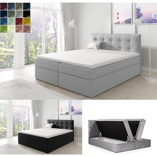 Boxspringbett 160x200 mit 2 Bettkasten TIM 1 Polsterbett mit Matratze und Topper mit Farbauswahl