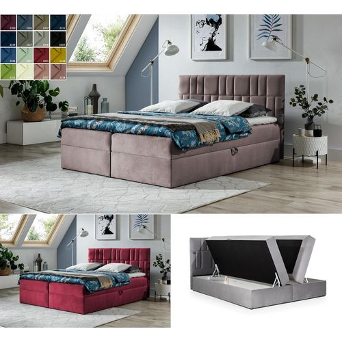 Boxspringbett 180x200 mit 2 Bettkasten TIM 3 Polsterbett mit Matratze und Topper mit Farbauswahl