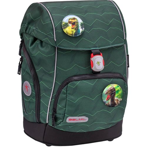 Belmil Premium ergonomischer Schulranzen Set 5 -teilig für Jungen Für kleine Kinder, Erstklässler mit Patch Set/Brustgurt, Hüftgurt/Magnetverschluss/Grün (405-73/P/S Twist of Lime)