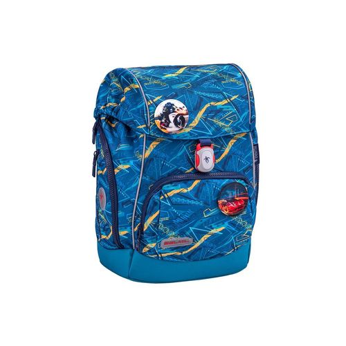 Belmil Premium ergonomischer Schulranzen Set 5 -teilig für Jungen Für kleine Kinder, Erstklässler mit Patch Set/Brustgurt, Hüftgurt/Magnetverschluss/Blau (405-73/P/S Baltic)