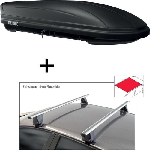Dachbox MAA400 400 Liter matt + Dachträger VDP Delta kompatibel mit für Kia Rio (YB) Hatchback (5 Türer) ab 2017