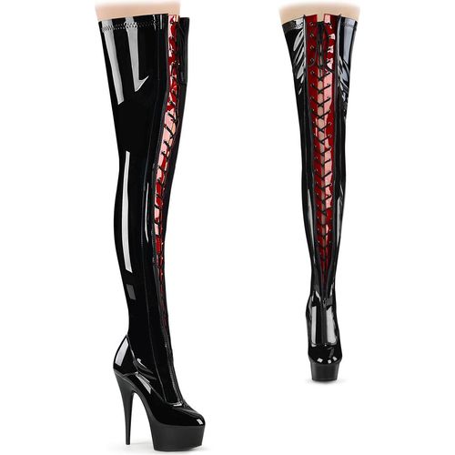 DELIGHT-3027 Damen Boots von Pleaser, Schwarz-Rot EU 35, US 5