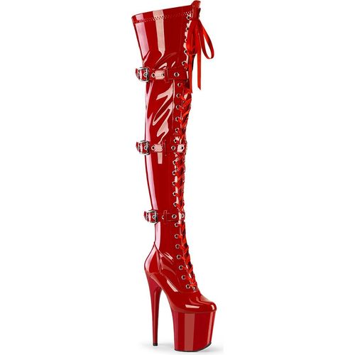Pleaser | Overknee Stiefel - Flamingo-3028 - EU 39 - Rot - Hochwertige Lackoberfläche