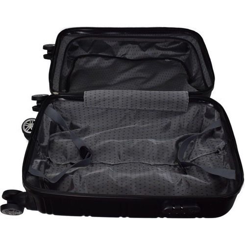 Trolley 3er Set ABS Kunststoff Reisekoffer Städtedesign schwarz oder silber, Farbe:schwarz