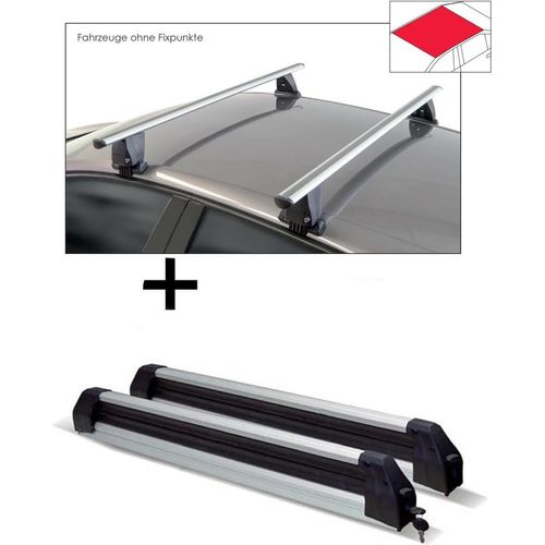 Skiträger Silver Ice ausziehbar + Dachträger VDP Delta kompatibel mit für Mazda MX-30 (5 Türer) ab 2020