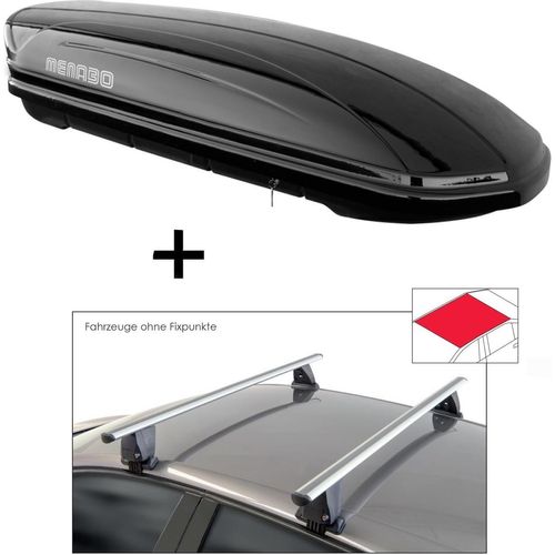 Dachbox MAA400 400 Liter schwarz + Dachträger VDP Delta kompatibel mit für Kia Rio (YB) Hatchback (5 Türer) ab 2017