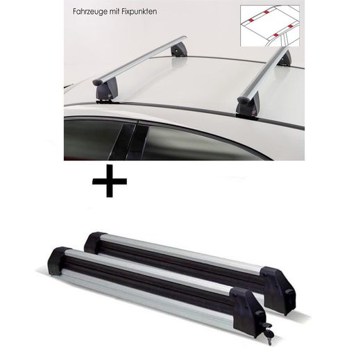 Skiträger Silver Ice ausziehbar + Dachträger VDP Delta kompatibel mit für Peugeot 3008 (5 Türer) 2009-2016