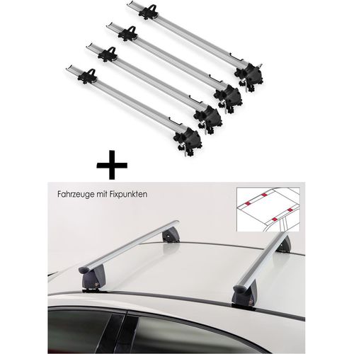 4x Fahrradträger Bike Pro + Dachträger VDP Delta kompatibel mit für Peugeot 3008 (5 Türer) 2009-2016