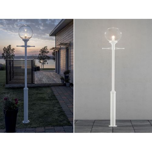 LED Mastleuchte, Außenleuchte zur Gartenbeleuchtung & Wegbeleuchtung, Alu Weiß