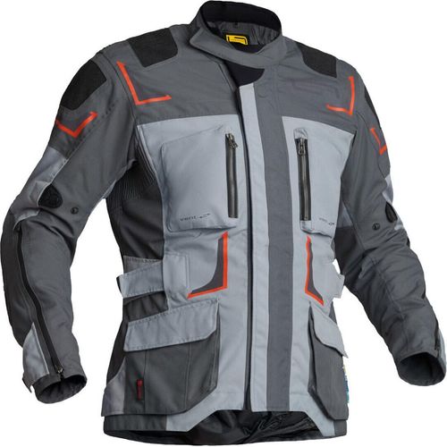 Lindstrands Myrvik wasserdichte Motorrad Textiljacke, grau/orange, 52