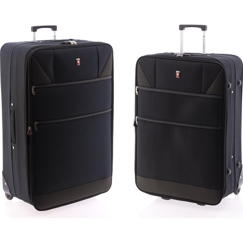 Trolley-Koffer -Set - 2-teilig - 83+72cm, Dehnfalte, 2 Rollen, schwarz