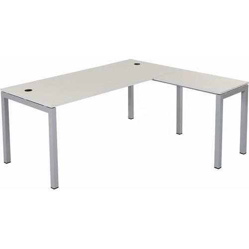 Schreibtisch Tetra, 180 cm, inkl. Anbau rechts o. links montierbar, grau Nachbildung/silber RAL 9006