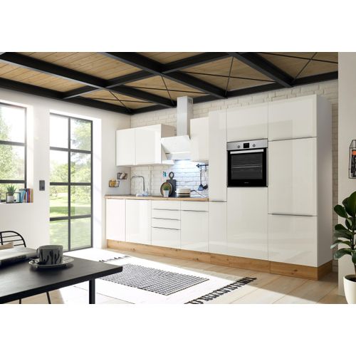 Küche Küchenzeile Küchenblock Marleen Premium 370 cm Weiß Artisan Eiche Respekta