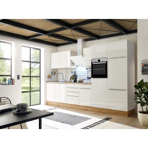 Küche Küchenzeile Küchenblock Marleen Premium 340 cm Weiß Artisan Eiche Respekta