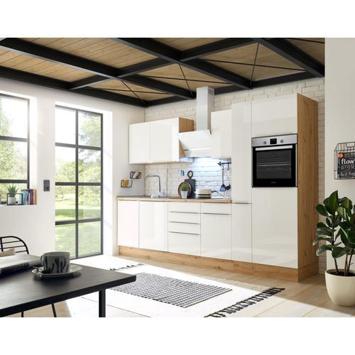 Küche Küchenzeile Küchenblock Marleen Premium 310 cm Weiß Artisan Eiche Respekta