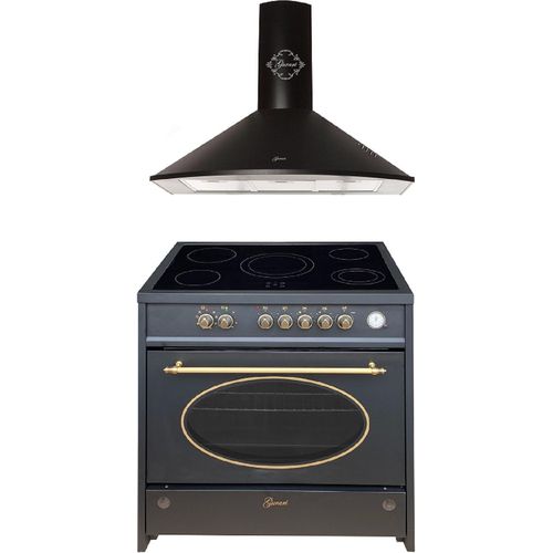 Gurari Elektro-Standherd GCH E 912 BL r + GCH 046 BL 9 Dunstabzugshaube 90cm