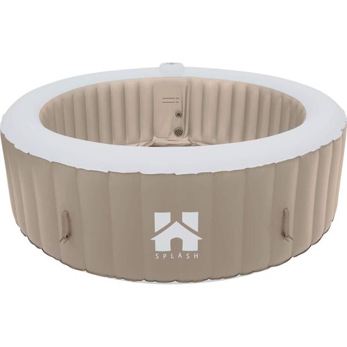 HOME DELUXE - Outdoor Whirlpool - SPLASH - Farbe: Beige - 208 cm, Höhe 65 cm, 130 Luftdüsen - inkl. Abdeckung, Reparaturset, Filterset I Außen Whirlpool Spa für 6 Personen