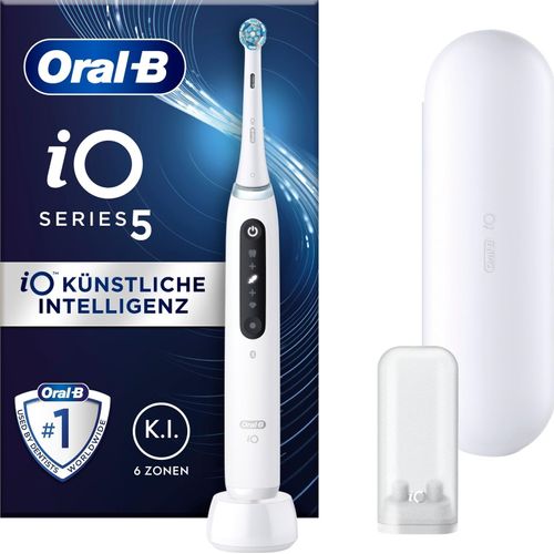 Oral-B iO Series 5 Elektrische Zahnbürste, Reiseetui, Quite White