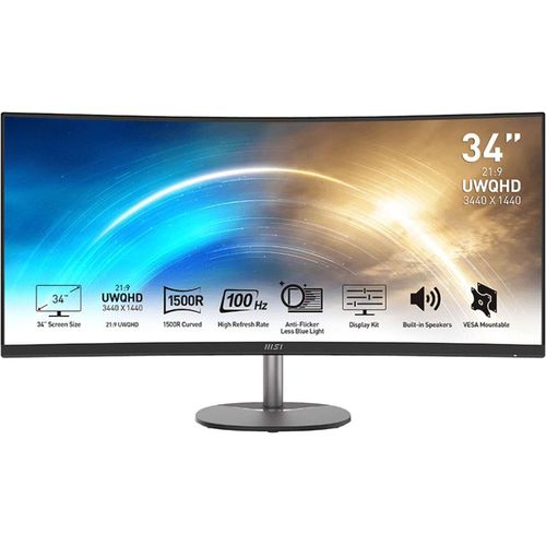 Monitor PRO MP341CQDE, Schwarz, 34 Zoll, UWQHD, VA, Curved, 100 Hz, 1 ms