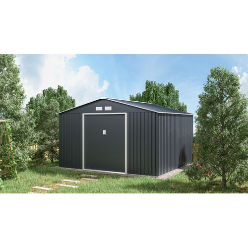 Metall-Gartenhaus Dresden, Metall Gartenhaus 340x319 cm Anthrazit Geräteschuppen Geräteschrank Gerätehaus Dresden Hütte