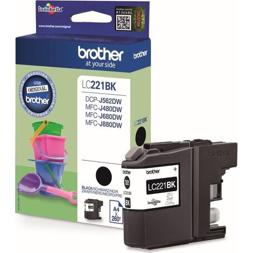Tintenpatrone Brother LC-221BK schwarz (ca. 260 Seiten) Packung mit 5 Stück
