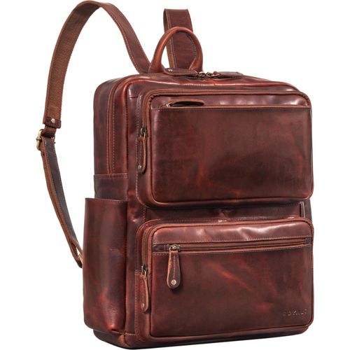 ROYALZ 'Rockford' XL Rucksack Leder Herren Damen Echtleder Laptoptasche 14 - 15,6 Zoll Notebook DIN A4 Business Lederrucksack Arbeitsrucksack Tagesrucksack