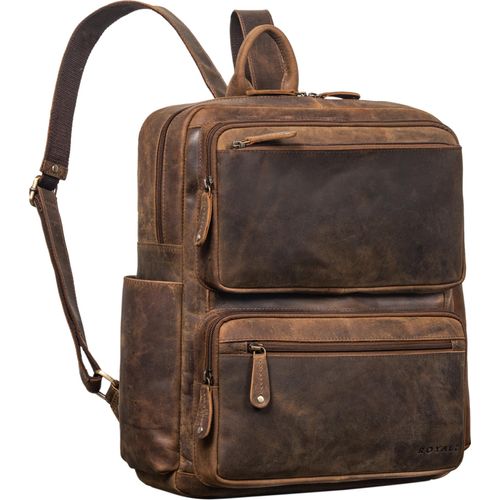 ROYALZ 'Rockford' XL Rucksack Leder Herren Damen Echtleder Laptoptasche 14 - 15,6 Zoll Notebook DIN A4 Business Lederrucksack Arbeitsrucksack Tagesrucksack