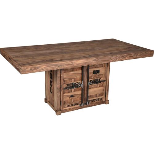 Tisch KATIHAR mit Türen in natur, T90 x B180 x H76 cm