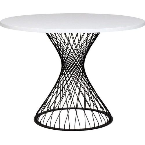 Runder Esstisch, weiß-schwarz, Q 105 x75,5 cm