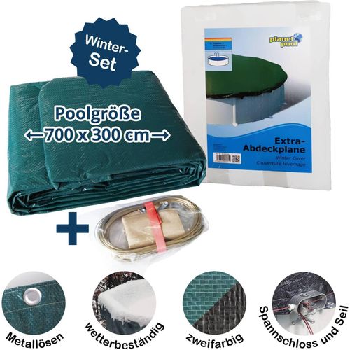 Abdeckplane für 700x300cm Acht-/Oval Pools und Schwimmbecken - 160 g/m² extra Winterschutz und Ganzjahresabdeckung