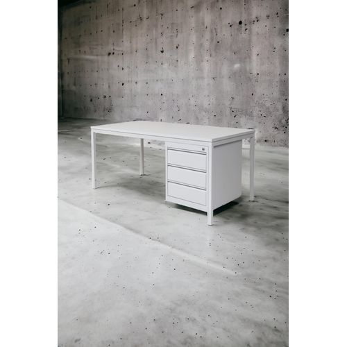 Schreibtisch Computertisch Arbeitstisch Tisch inkl. Unterbaucontainer 3 Schübe 140 cm x 80 cm x 75 cm grau RAL 7035