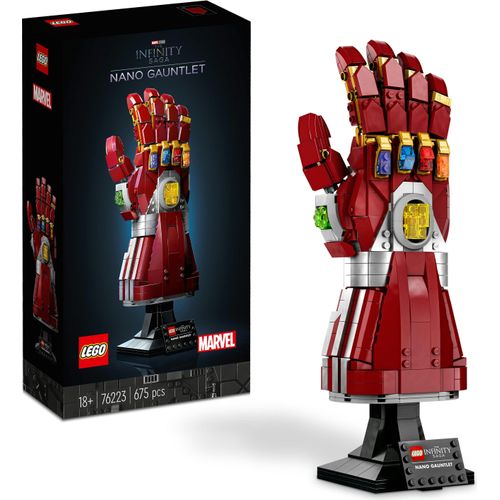 LEGO Marvel Iron Mans Nano Handschuh, Baubares Iron Man-Modell mit Infinity-Steinen aus leuchtende Bausteinen, inspiriert von „Avengers: Endgame“, Sammlerstück für Erwachsene 76223