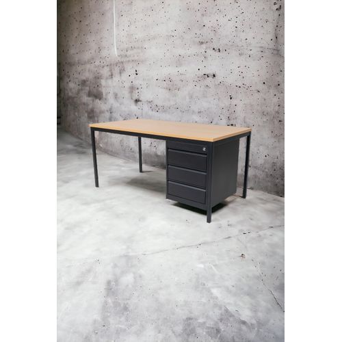 Schreibtisch, Arbeitstisch,Tisch inkl. Unterbaucontainer 3 Schübe 180 cmx80 cmx75 cm schwarz/Buche