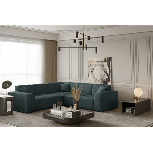 Ecksofa Designersofa CELES in Stoff Scala Petrol Seite Universal