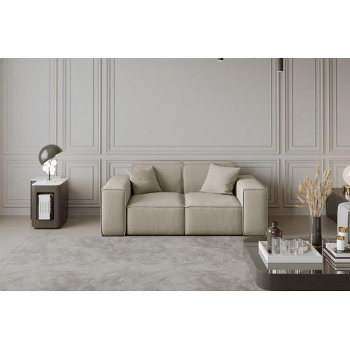 Sofa Designersofa CELES 2-Sitzer in Stoff Opera Velvet Creme