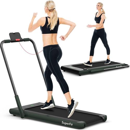 COSTWAY 2 in 1 Laufband mit APP & Fernbedienung | Bluetooth | 1-12 km/h | LED Display | Handyhalterung | klappbar | bis 120 kg belastbar Grün