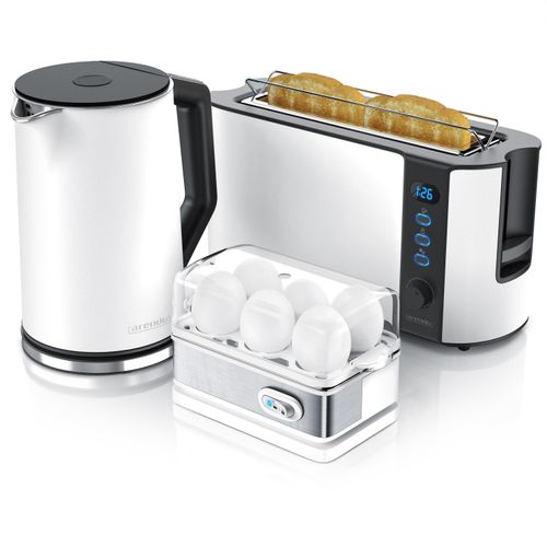 Arendo Frühstücks-Set in weiß - Wasserkocher / Toaster / Eierkocher